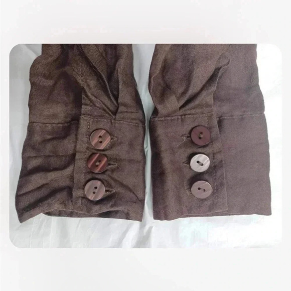 Laura 100% Linen Brown Button Down Long  Sleeve Jacket Size Small - Picture 7 of 7